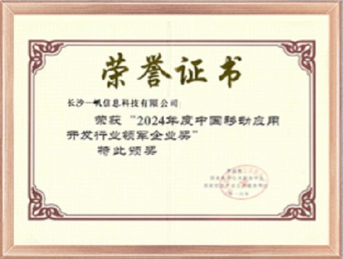 国家软件公共平台2024年中国移动应用开发行业领军企业奖